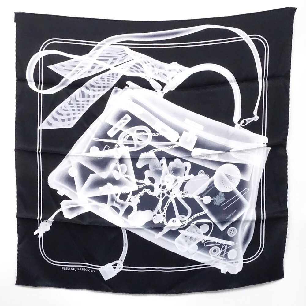 HERMES Black Silk Scarf